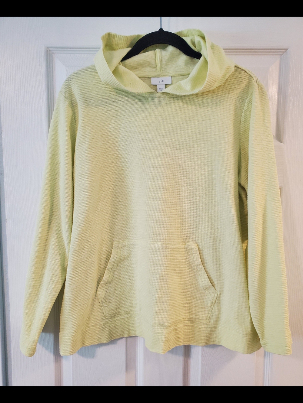 J. Jill Pale Lime Hooded Pullover Sweatshirt